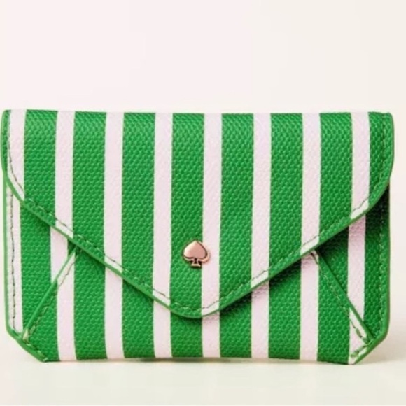 Kate Spade x Target Green & White Stripe Envelope Card Case NWT - Picture 1 of 7